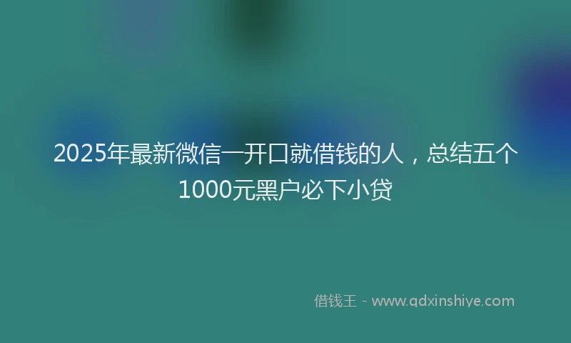 2025年最新微信一开口就借钱的人，总结五个1000元黑户必下小贷