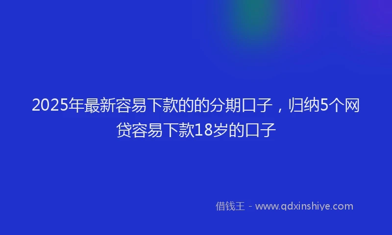 2025年最新容易下款的的分期口子，归纳5个网贷容易下款18岁的口子