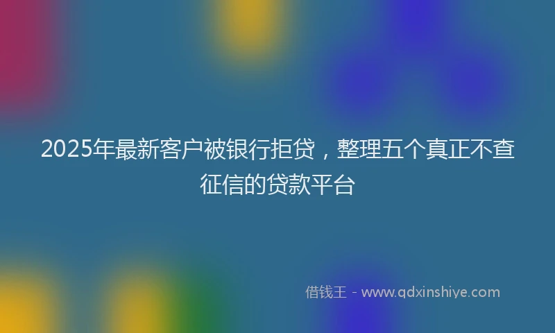 2025年最新客户被银行拒贷，整理五个真正不查征信的贷款平台