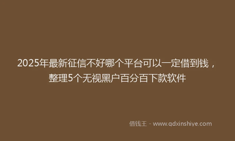 2025年最新征信不好哪个平台可以一定借到钱，整理5个无视黑户百分百下款软件