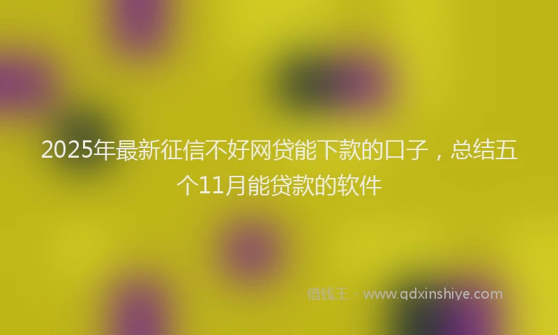 2025年最新征信不好网贷能下款的口子，总结五个11月能贷款的软件