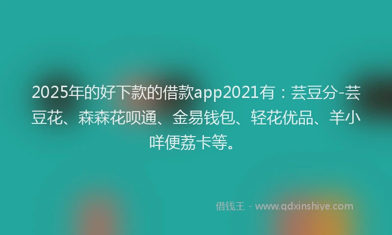 2025年的好下款的借款app2021有：芸豆分-芸豆花、森森花呗通、金易钱包、轻花优品、羊小咩便荔卡等。