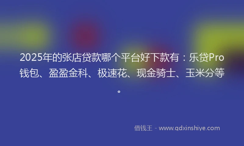 2025年的张店贷款哪个平台好下款有：乐贷Pro钱包、盈盈金科、极速花、现金骑士、玉米分等。