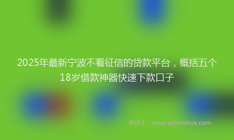 2025年最新宁波不看征信的贷款平台，概括五个18岁借款神器快速下款口子