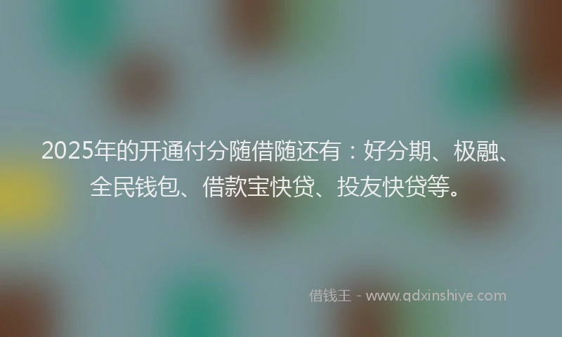 2025年的开通付分随借随还有：好分期、极融、全民钱包、借款宝快贷、投友快贷等。