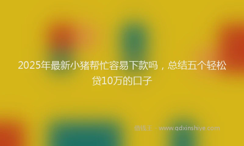 2025年最新小猪帮忙容易下款吗，总结五个轻松贷10万的口子