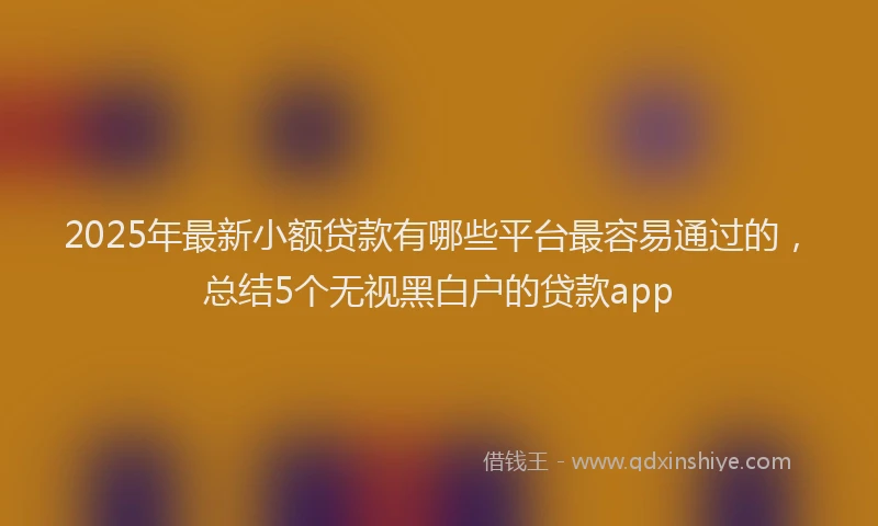 2025年最新小额贷款有哪些平台最容易通过的，总结5个无视黑白户的贷款app