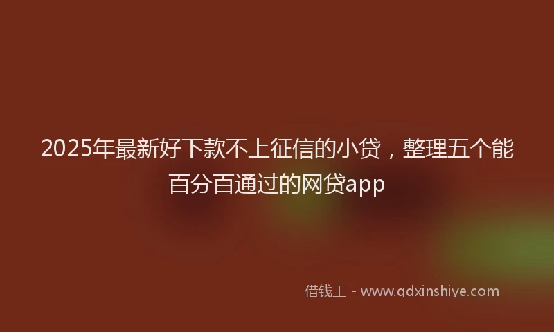 2025年最新好下款不上征信的小贷，整理五个能百分百通过的网贷app