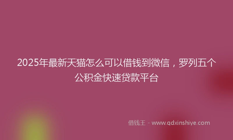 2025年最新天猫怎么可以借钱到微信，罗列五个公积金快速贷款平台
