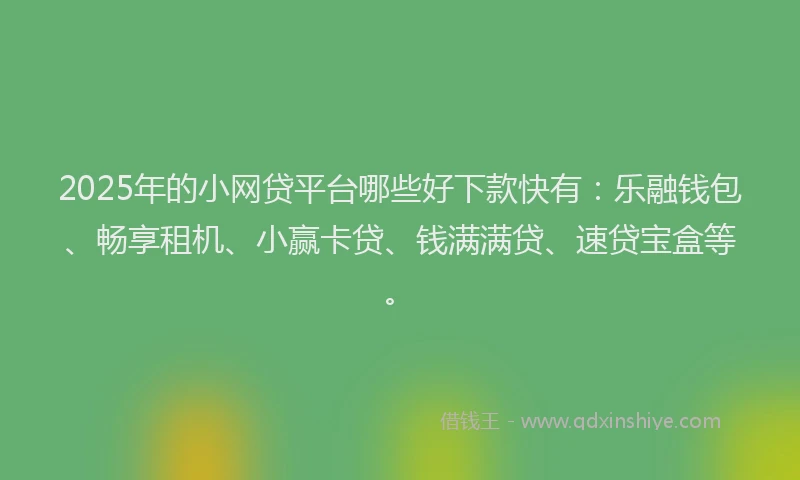 2025年的小网贷平台哪些好下款快有：乐融钱包、畅享租机、小赢卡贷、钱满满贷、速贷宝盒等。