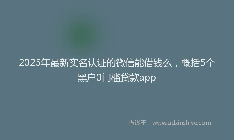 2025年最新实名认证的微信能借钱么，概括5个黑户0门槛贷款app