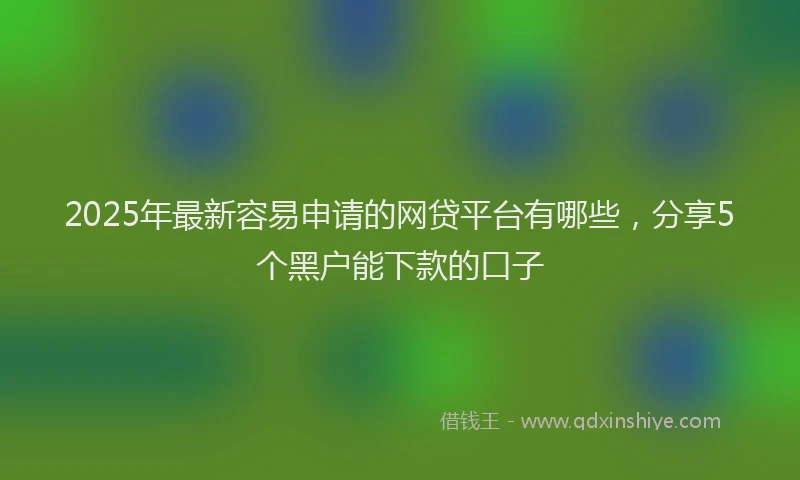 2025年最新容易申请的网贷平台有哪些，分享5个黑户能下款的口子