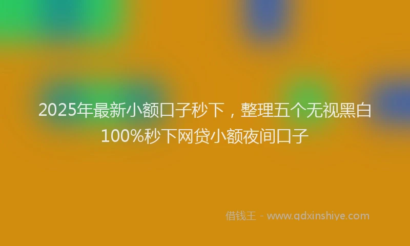 2025年最新小额口子秒下，整理五个无视黑白100%秒下网贷小额夜间口子