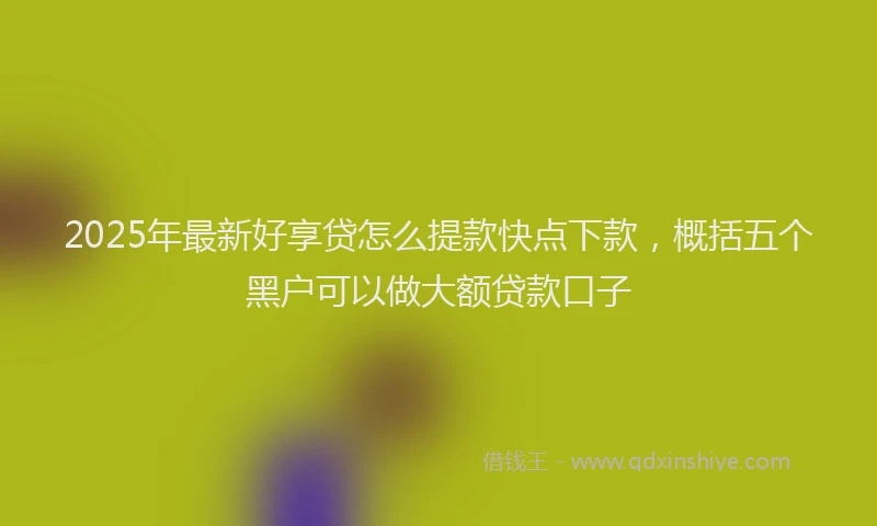 2025年最新好享贷怎么提款快点下款，概括五个黑户可以做大额贷款口子