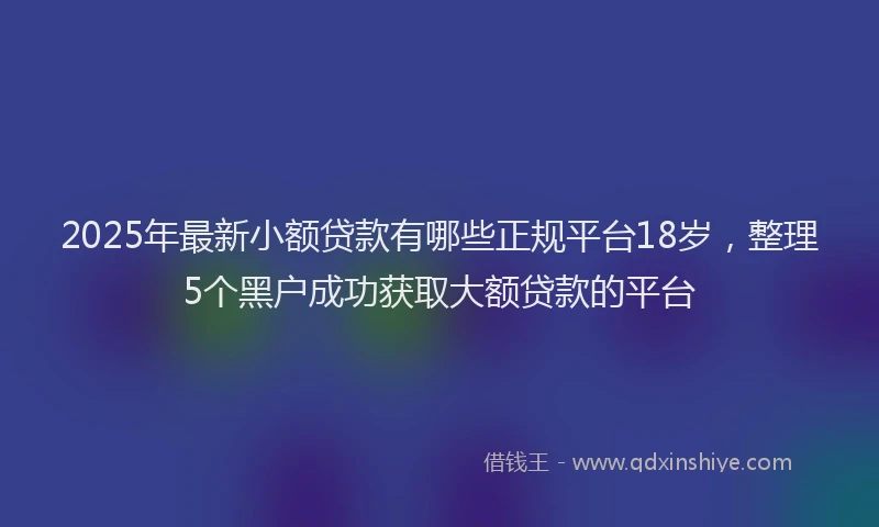 2025年最新小额贷款有哪些正规平台18岁，整理5个黑户成功获取大额贷款的平台