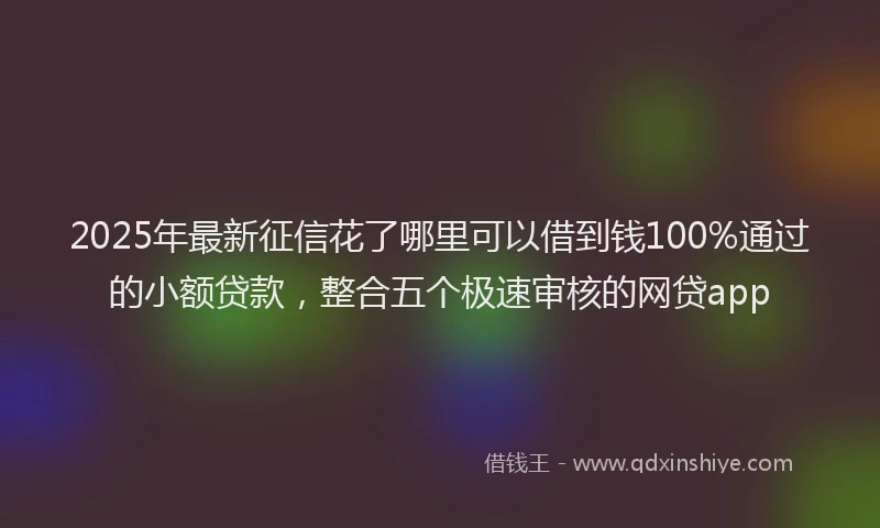 2025年最新征信花了哪里可以借到钱100%通过的小额贷款，整合五个极速审核的网贷app