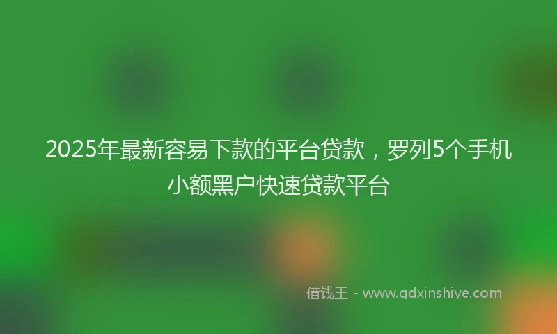 2025年最新容易下款的平台贷款，罗列5个手机小额黑户快速贷款平台