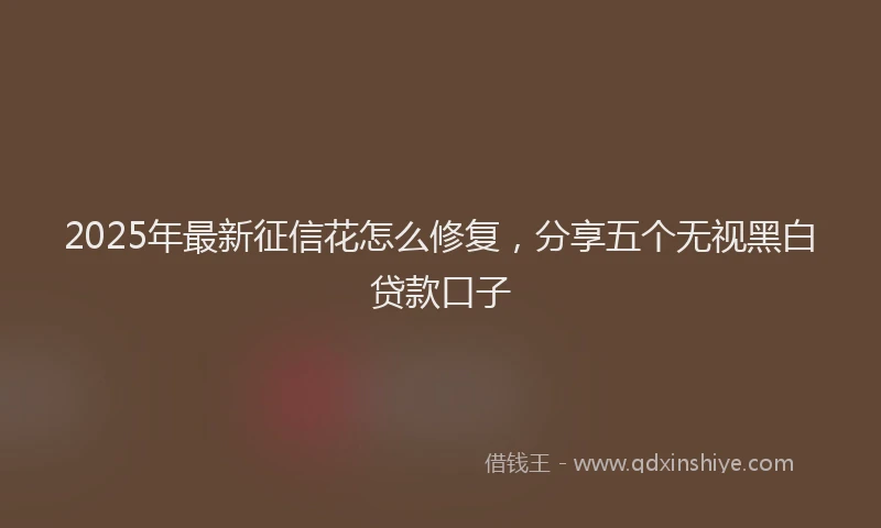2025年最新征信花怎么修复，分享五个无视黑白贷款口子