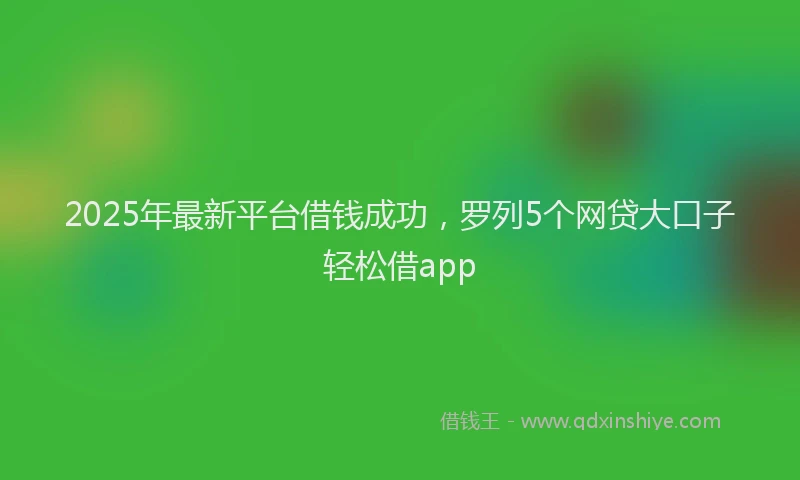 2025年最新平台借钱成功，罗列5个网贷大口子轻松借app