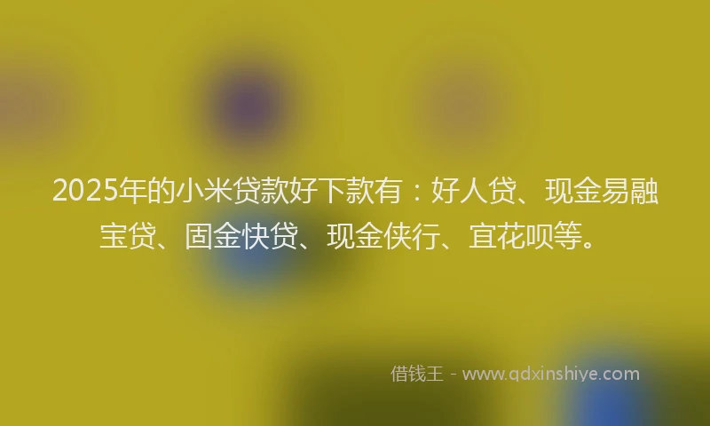 2025年的小米贷款好下款有：好人贷、现金易融宝贷、固金快贷、现金侠行、宜花呗等。