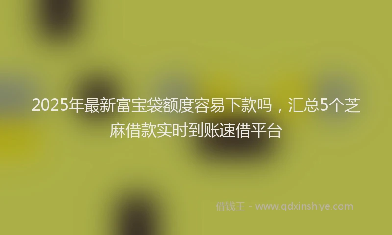 2025年最新富宝袋额度容易下款吗，汇总5个芝麻借款实时到账速借平台