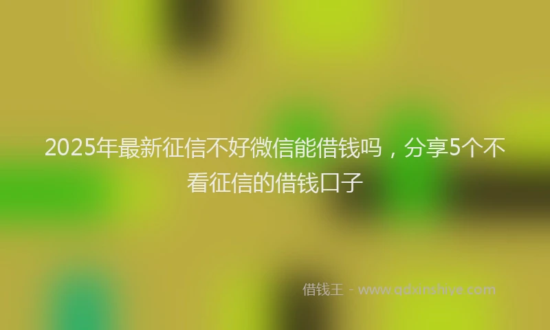 2025年最新征信不好微信能借钱吗，分享5个不看征信的借钱口子