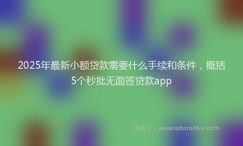 2025年最新小额贷款需要什么手续和条件，概括5个秒批无面签贷款app