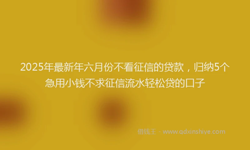2025年最新年六月份不看征信的贷款，归纳5个急用小钱不求征信流水轻松贷的口子