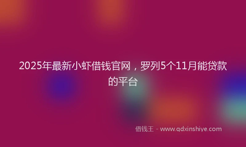 2025年最新小虾借钱官网，罗列5个11月能贷款的平台