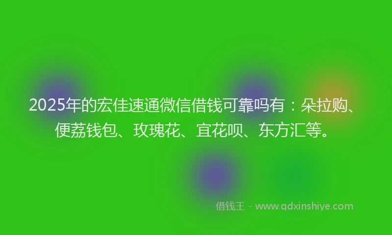 2025年的宏佳速通微信借钱可靠吗有：朵拉购、便荔钱包、玫瑰花、宜花呗、东方汇等。
