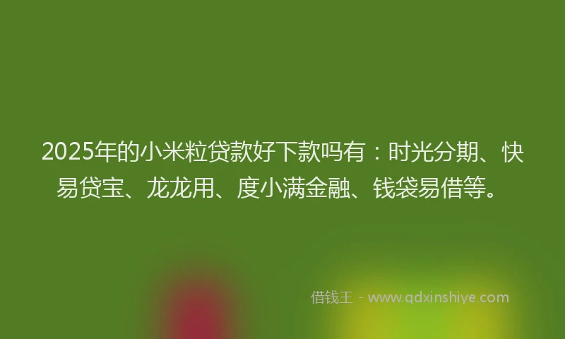 2025年的小米粒贷款好下款吗有：时光分期、快易贷宝、龙龙用、度小满金融、钱袋易借等。
