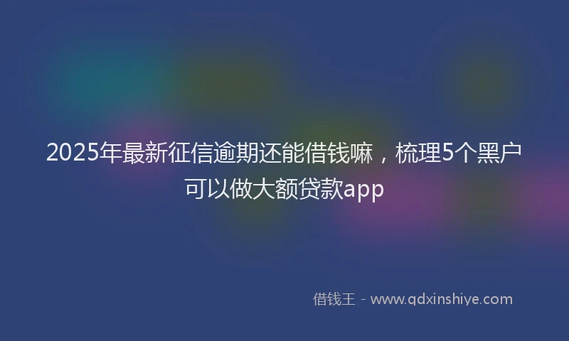 2025年最新征信逾期还能借钱嘛，梳理5个黑户可以做大额贷款app