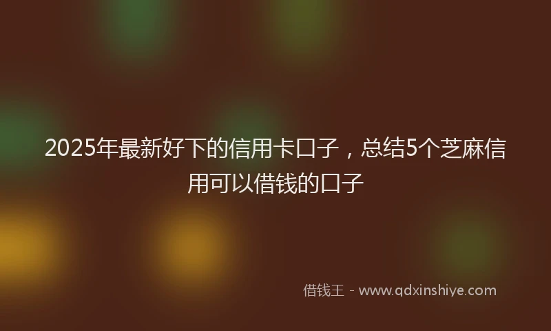 2025年最新好下的信用卡口子，总结5个芝麻信用可以借钱的口子