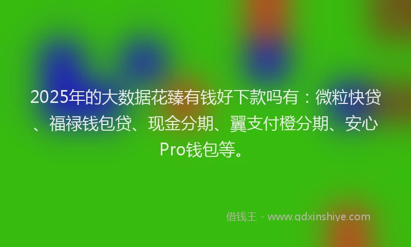 2025年的大数据花臻有钱好下款吗有：微粒快贷、福禄钱包贷、现金分期、翼支付橙分期、安心Pro钱包等。