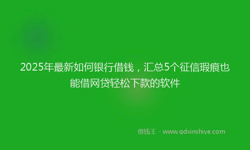 2025年最新如何银行借钱，汇总5个征信瑕疵也能借网贷轻松下款的软件