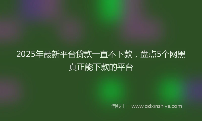 2025年最新平台贷款一直不下款，盘点5个网黑真正能下款的平台