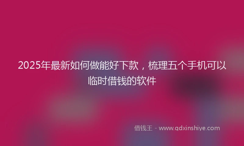 2025年最新如何做能好下款，梳理五个手机可以临时借钱的软件