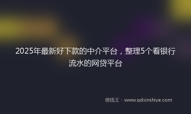 2025年最新好下款的中介平台，整理5个看银行流水的网贷平台