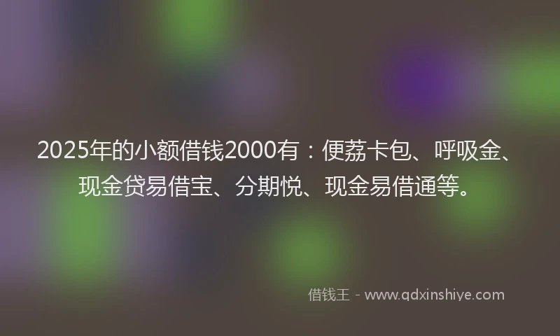 2025年的小额借钱2000有：便荔卡包、呼吸金、现金贷易借宝、分期悦、现金易借通等。