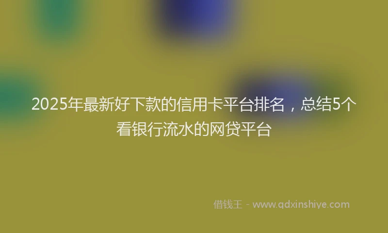 2025年最新好下款的信用卡平台排名，总结5个看银行流水的网贷平台