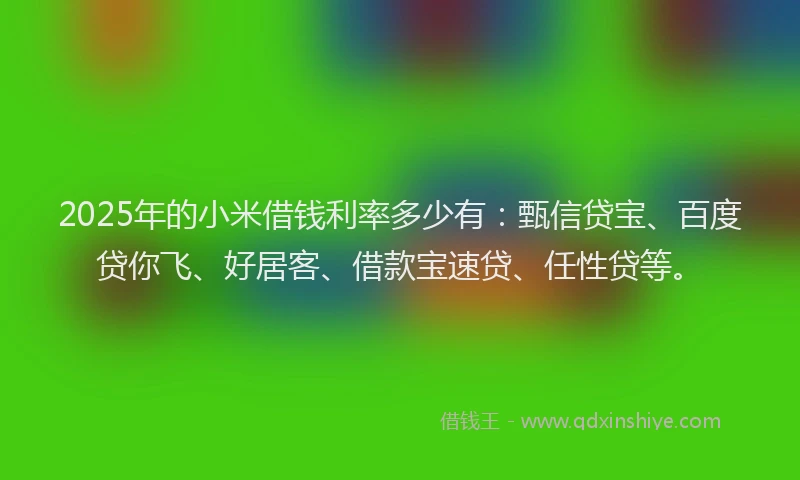 2025年的小米借钱利率多少有：甄信贷宝、百度贷你飞、好居客、借款宝速贷、任性贷等。
