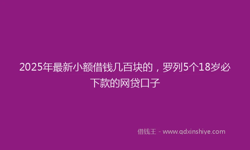 2025年最新小额借钱几百块的，罗列5个18岁必下款的网贷口子