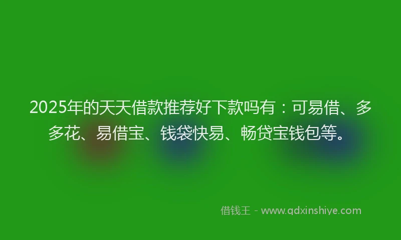 2025年的天天借款推荐好下款吗有：可易借、多多花、易借宝、钱袋快易、畅贷宝钱包等。