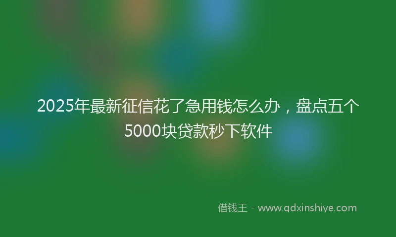 2025年最新征信花了急用钱怎么办，盘点五个5000块贷款秒下软件