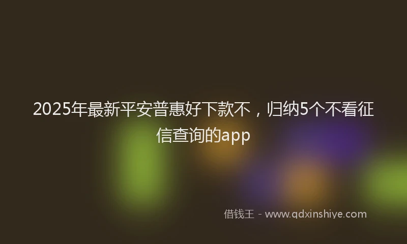 2025年最新平安普惠好下款不，归纳5个不看征信查询的app