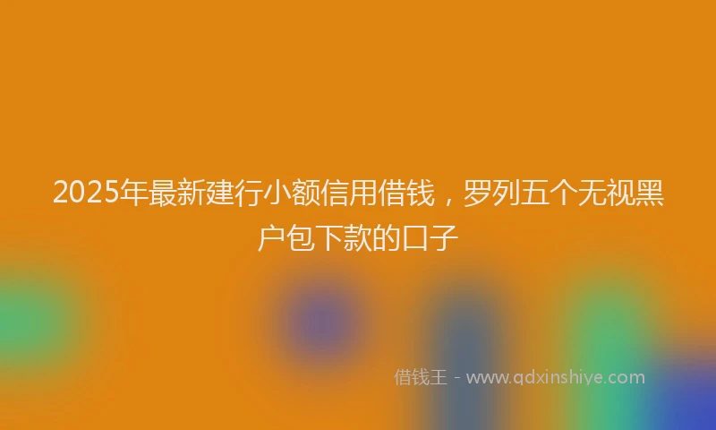 2025年最新建行小额信用借钱，罗列五个无视黑户包下款的口子