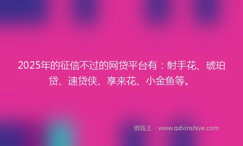 2025年的征信不过的网贷平台有：射手花、琥珀贷、速贷侠、享来花、小金鱼等。