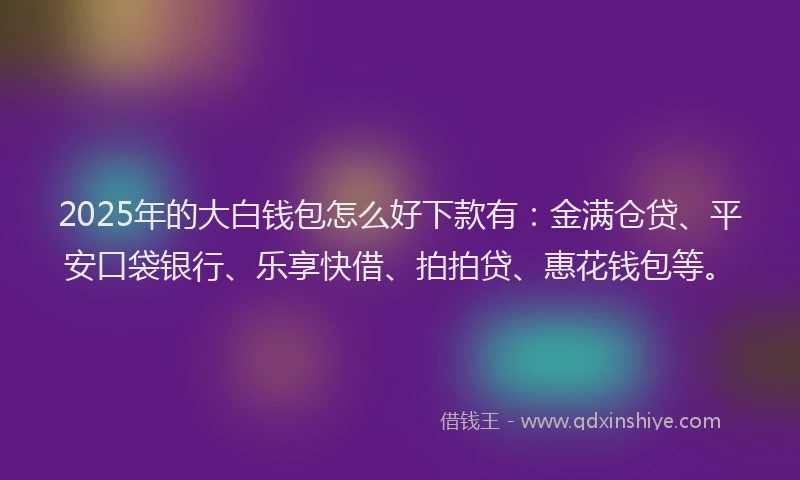 2025年的大白钱包怎么好下款有：金满仓贷、平安口袋银行、乐享快借、拍拍贷、惠花钱包等。