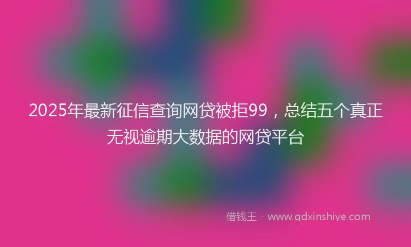 2025年最新征信查询网贷被拒99，总结五个真正无视逾期大数据的网贷平台