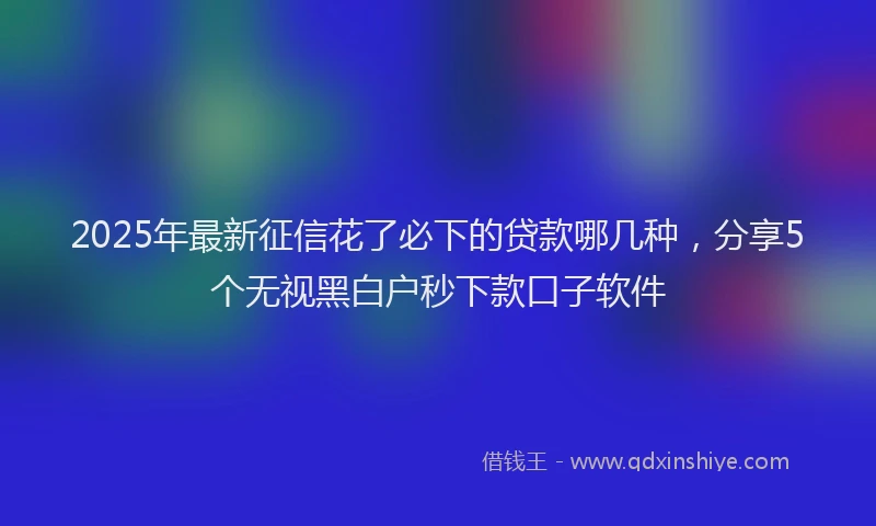 2025年最新征信花了必下的贷款哪几种，分享5个无视黑白户秒下款口子软件